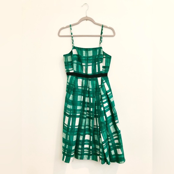 Kristin Davis Green Plaid Midi Dress. Size 4. - Picture 1 of 4